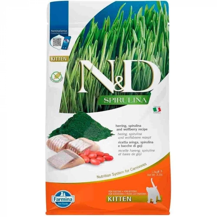N&D Spirulina Ringa Balıklı Tahılsız Yavru Kedi Maması 1,5kg