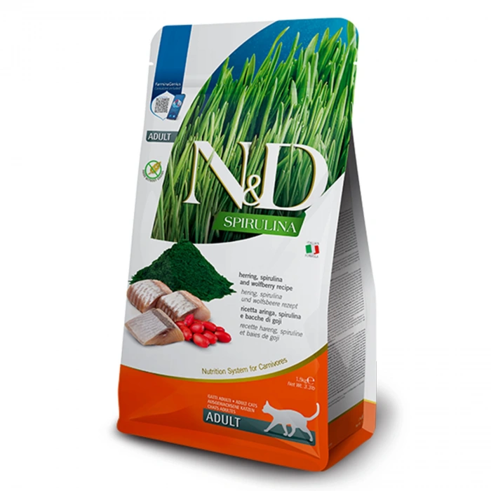N&D Spirulina Ringa Balıklı Tahılsız Yetişkin Kedi Maması 1,5kg