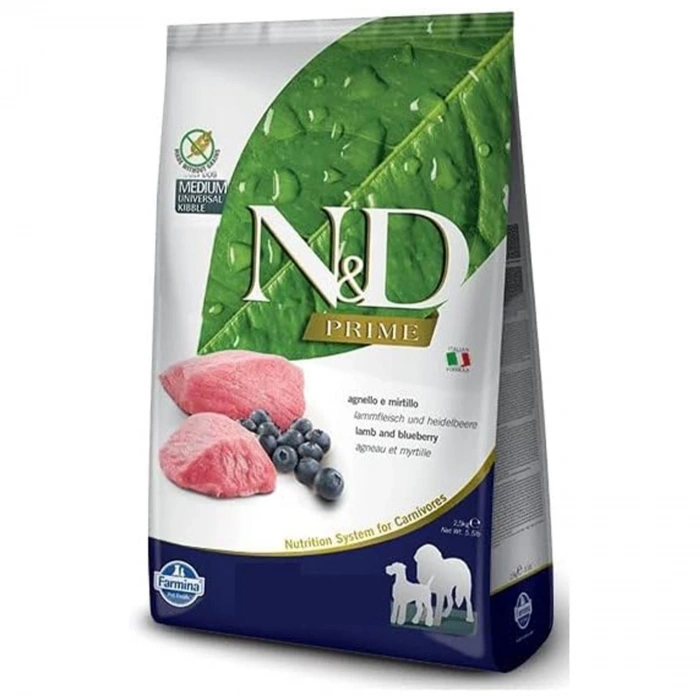 N&D Tahılsız Kuzu Etli Yaban Mersinli 2.5 Kg Medium Maxi Yetişkin Kuru Köpek Maması