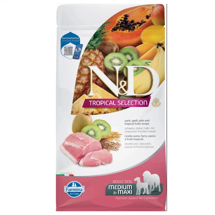 N&D Tropical Selection Domuz Etli ve Tropikal Meyveli 10 Kg Medium Maxi Yetişkin Kuru Köpek Maması