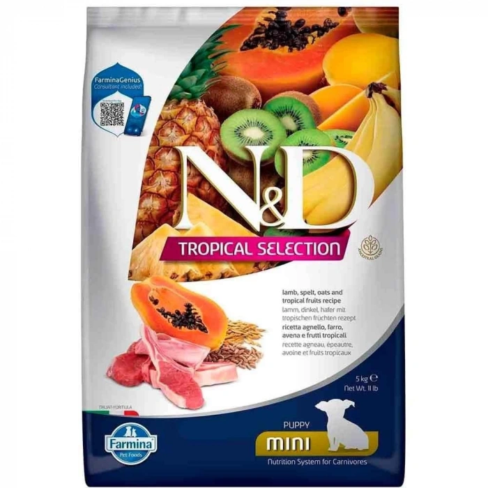 N&D Tropical Selection Kuzu Etli ve Tropikal Meyveli Mini Irk Yavru Köpek Maması 5kg