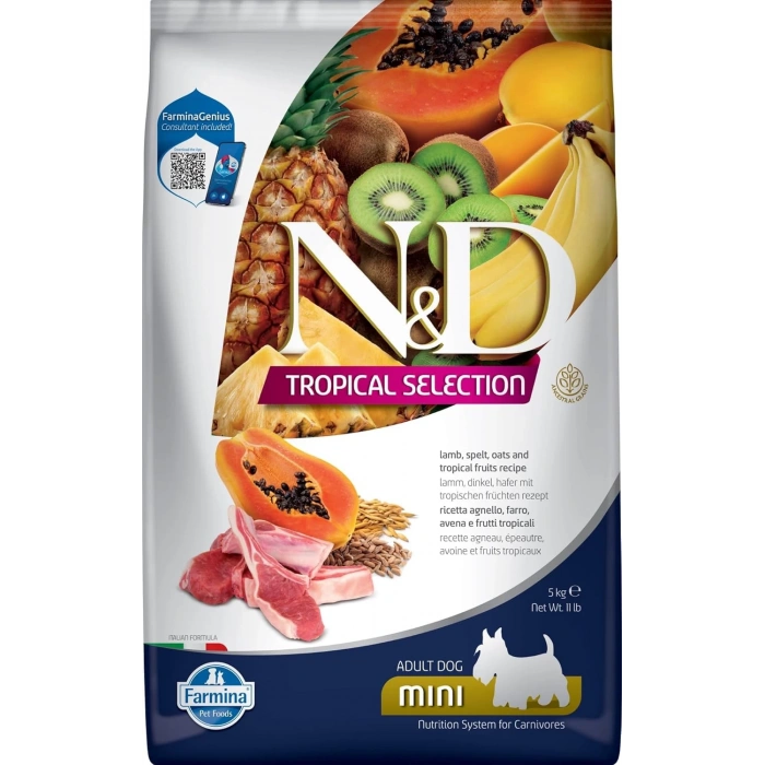N&D Tropical Selection Kuzu Etli ve Tropikal Meyveli Mini Irk Yetişkin Köpek Maması 5kg