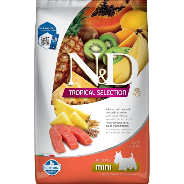 N&D Tropical Selection Somonlu ve Tropikal Meyveli 5 Kg Mini Yetişkin Kuru Köpek Maması