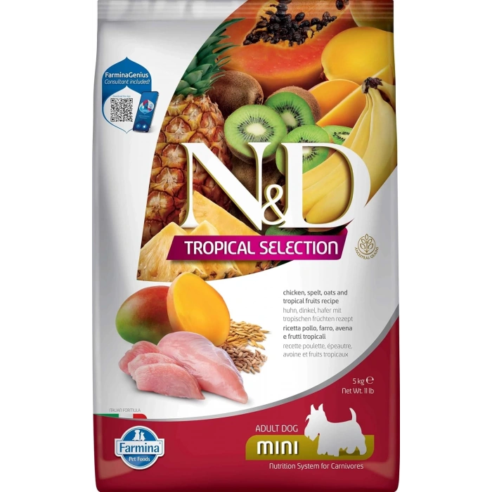N&D Tropical Selection Tavuklu ve Tropikal Meyveli Mini Irk Yetişkin Köpek Maması 5kg