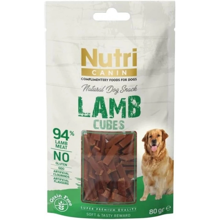 Nutri Canin %94 Kuzu Etli Tahılsız Küp Köpek Ödül Maması 80gr