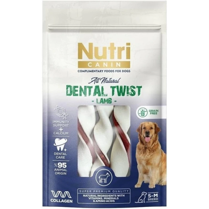 Nutri Canin Dental Twist Kuzulu Tahılsız Köpek Ödül Maması 80gr