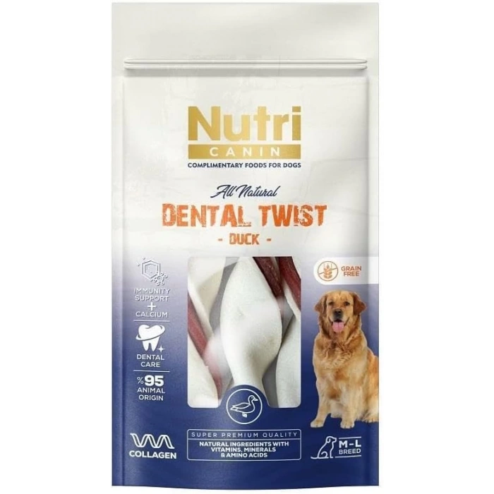Nutri Canin Dental Twist Ördekli Diş Sağlığı Köpek Ödülü 80 Gr