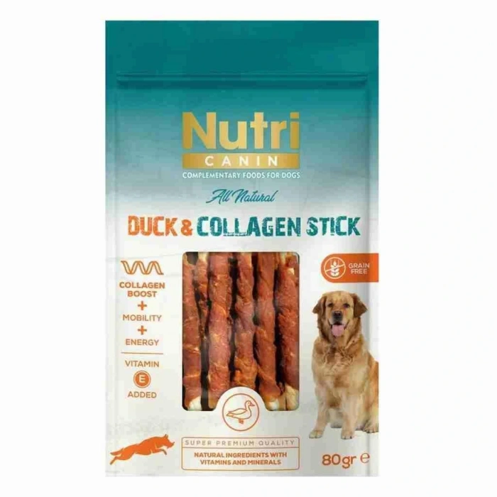 Nutri Canin Ördek Eti Sargılı Kolajen Çubuk Tahılsız Köpek Et Ödülü 80 Gr.