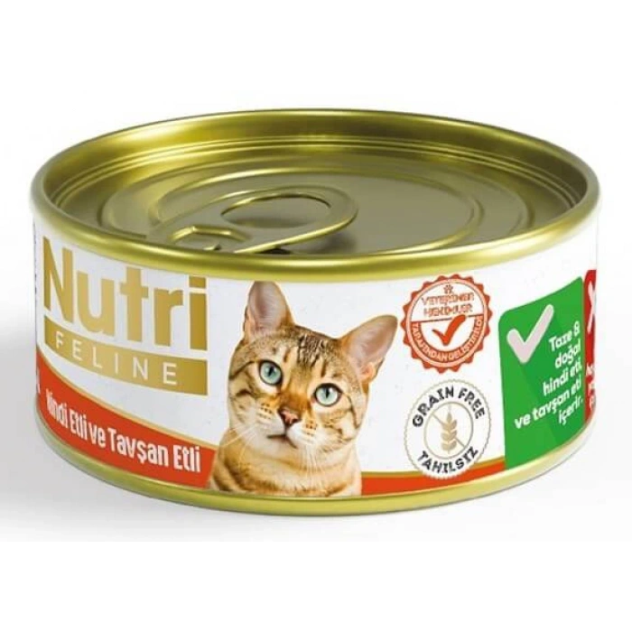 Nutri Feline Hindi Etli ve Tavşan Etli Yetişkin Kedi Konservesi 85gr