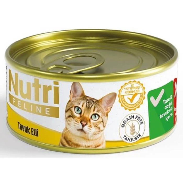 Nutri Feline Tahılsız Tavuk Etli Yetişkin Kedi Konservesi 85gr