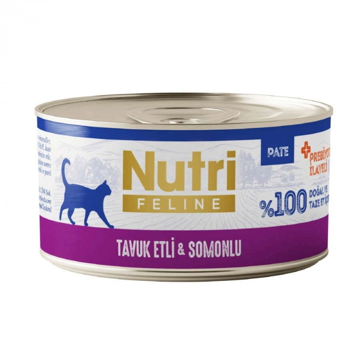 Nutri Feline Tavuk Etli ve Somonlu Tahılsız Konserve Yetişkin Kedi Maması (70 g)