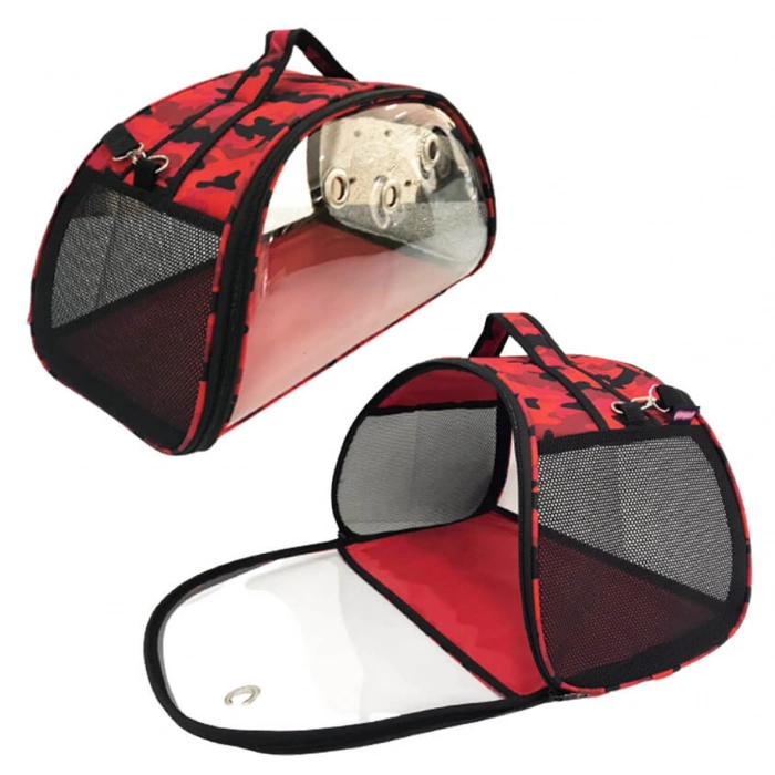 Pet Pretty Şeffaf Çanta Kırmızı Kamuflaj