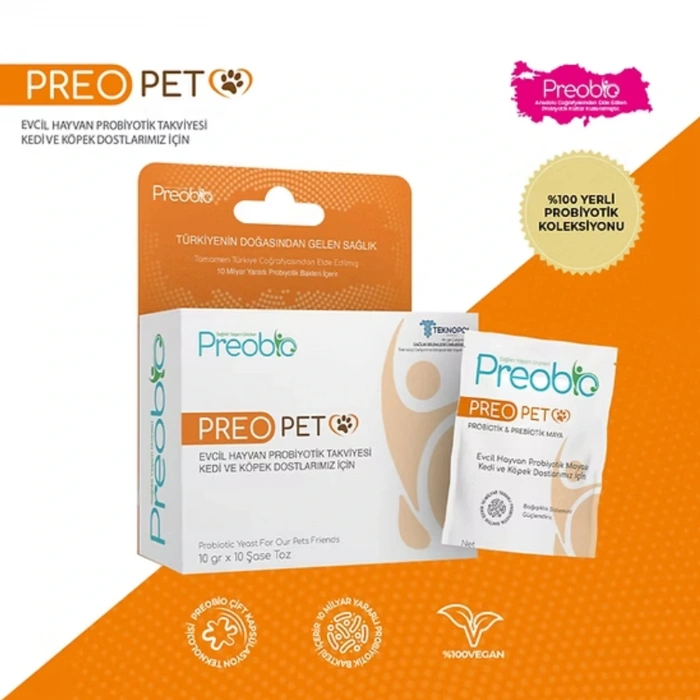 Preobio Pet Kedi Köpek ve Evcil Hayvan Toz Probiyotik Takviyesi 10x10 Gr
