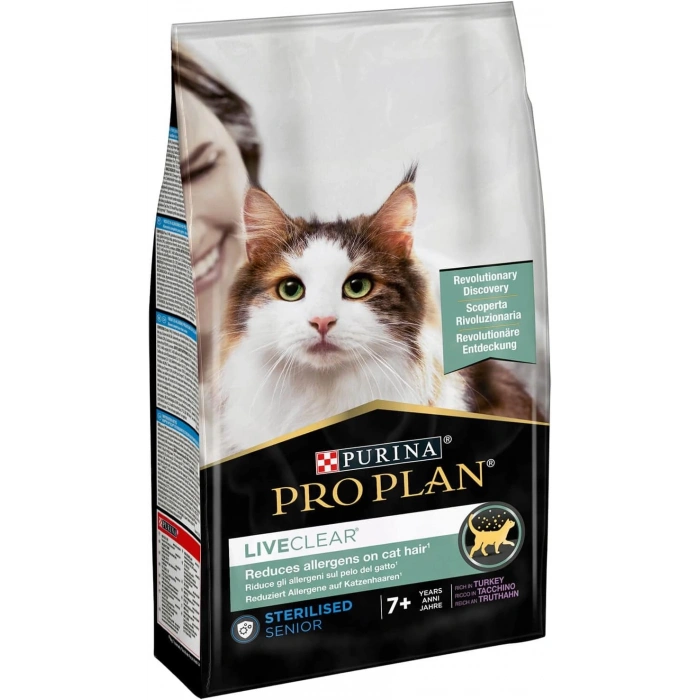 Pro Plan LiveClear +7 Hindili Alerjen Azaltan Kısırlaştırılmış Yaşlı Kedi Maması 1,4kg