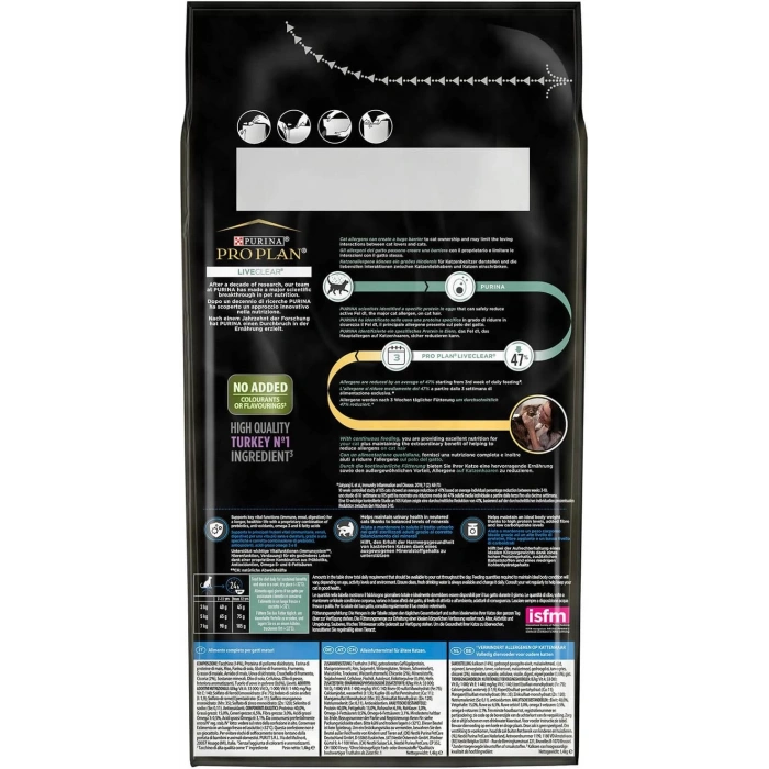 Pro Plan LiveClear +7 Hindili Alerjen Azaltan Kısırlaştırılmış Yaşlı Kedi Maması 1,4kg