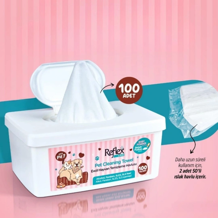 Reflex Care Evcil Hayvan Temizleme Havlusu (100lü)