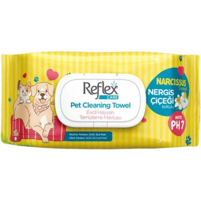 Reflex Care Nergis Kokulu Kedi ve Köpekler için Temizleme Mendili (50li)