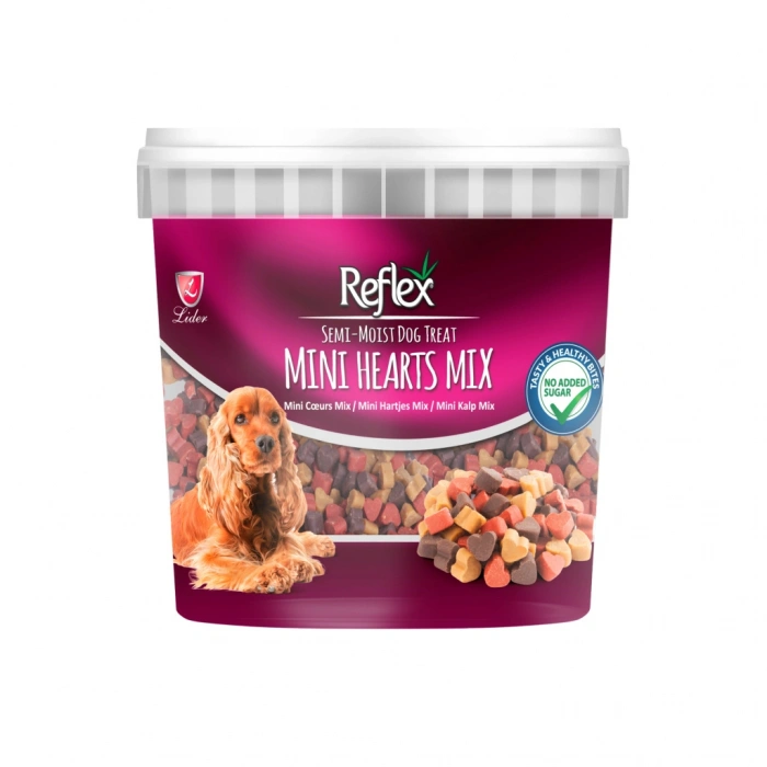 Reflex Karışık Renkli Mini Kalpli Yarı Yumuşak Köpek Ödülü 500 Gr