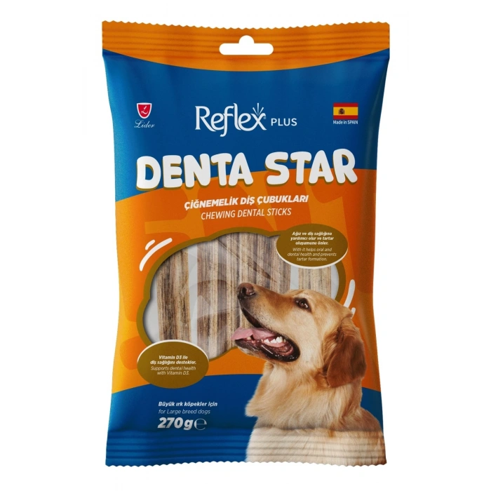 Reflex Plus Dentastar Chewing Büyük Irk Yetişkin Köpek Çiğnemelik Diş Çubukları 270gr