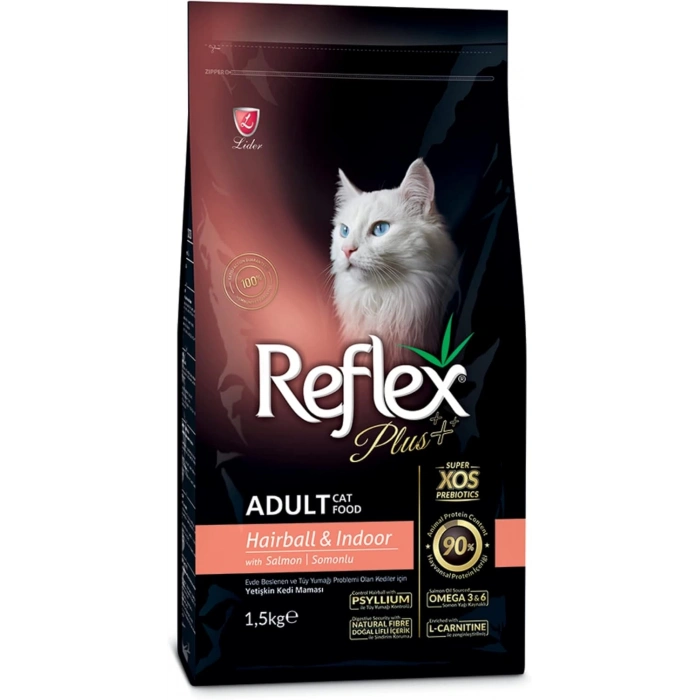 Reflex Plus Hairball&Indoor Somonlu Yetişkin Kedi Maması 1,5kg