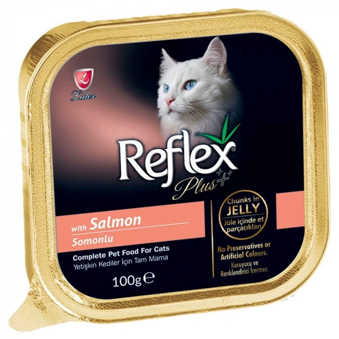 Reflex Plus Jöle İçinde Somonlu Parça Etli Yetişkin Kedi Konservesi 100gr