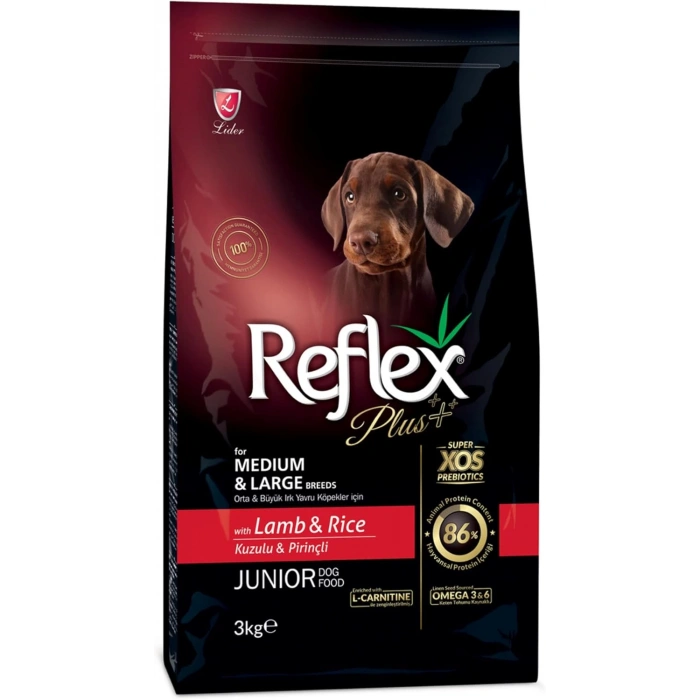Reflex Plus Orta ve Büyük Irk Kuzu Etli Yavru Köpek Maması 3kg