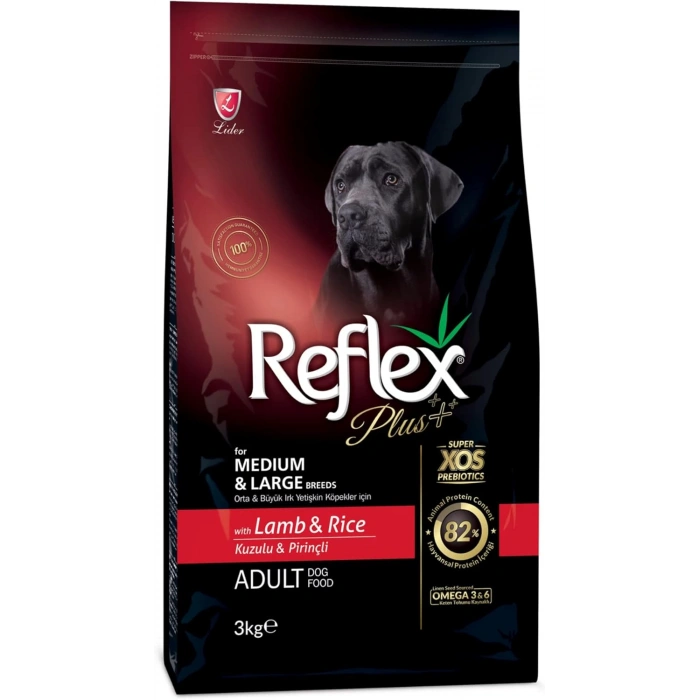 Reflex Plus Orta ve Büyük Irk Kuzu Etli Yetişkin Köpek Maması 3kg