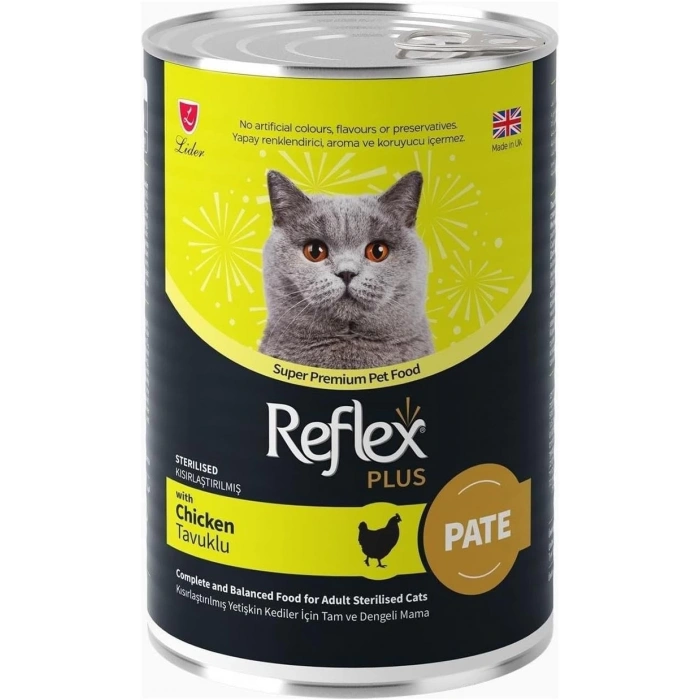 Reflex Plus Parça Etli Tavuklu Kısırlaştırılmış Kedi Konservesi 395gr