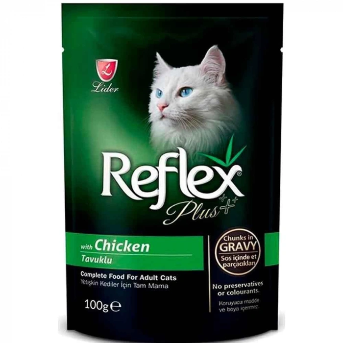 Reflex Plus Pouch Parça Etli Tavuklu Kedi Konservesi 100gr