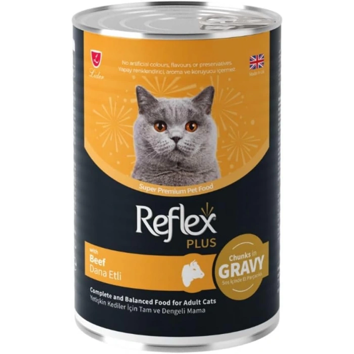 Reflex Plus Sos İçinde Parça Dana Etli Yetişkin Kedi Konservesi 400gr