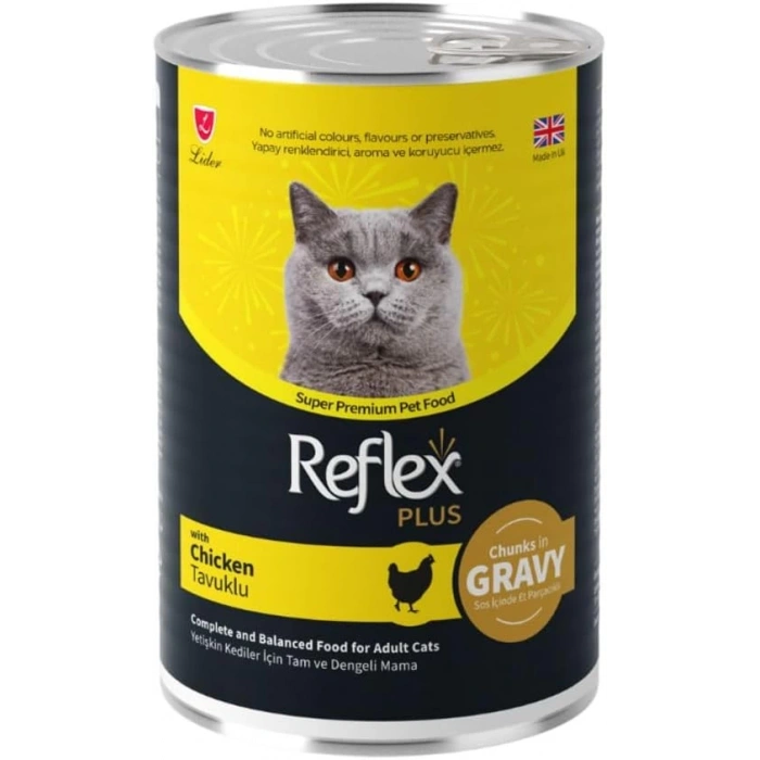 Reflex Plus Sos İçinde Parça Etli Tavuklu Yetişkin Kedi Konservesi 400gr