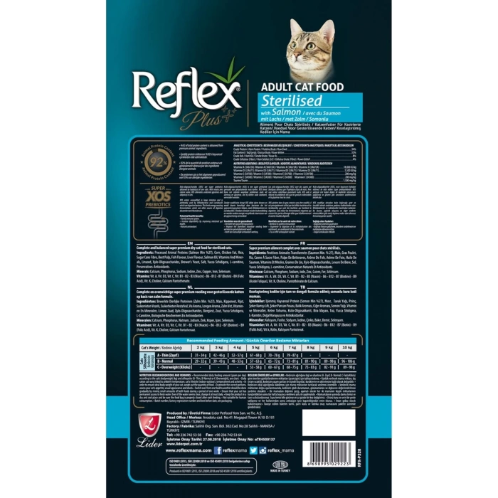 Reflex Plus Sterilised Somonlu Kısırlaştırılmış Kedi Maması 1,5kg