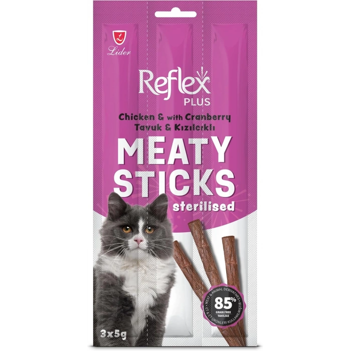 Reflex PLus Sterilised Tavuk&Kızılcık Kedi Ödül Stick 3*5g