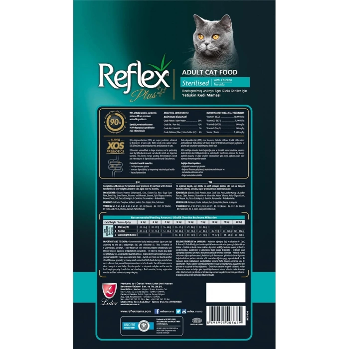 Reflex Plus+ Tavuk Etli Kısırlaştırılmış Kedi Maması Açık 1 kg