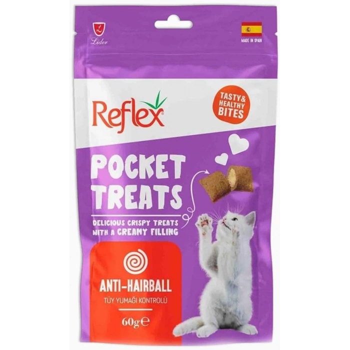 Reflex Pocket Treats Anti-Hairball Tüy Yumağı Kontrolü Kedi Ödül Maması 60gr