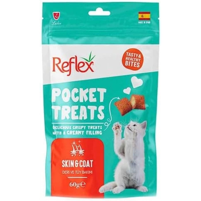 Reflex Pocket Treats Deri ve Tüy Bakımı Yetişkin Kedi Ödül Maması 60gr
