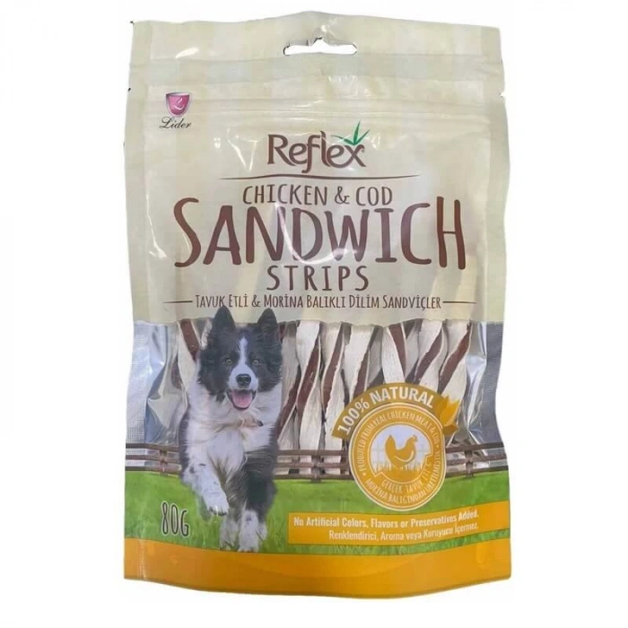 Reflex Tavuklu ve Morina Balıklı Sandviç Çubuk Köpek Ödül Çubuğu 80gr