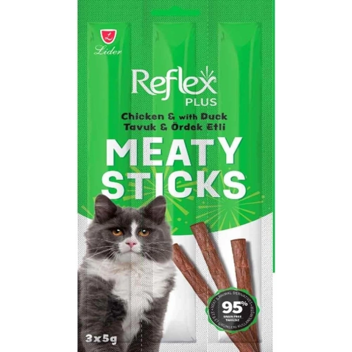 Reflex Tavuklu ve Ördek Etli Tahılsız Kedi Ödül Çubuğu 15gr (3lü)