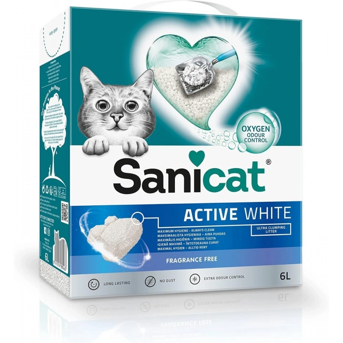 Sanicat Active White Ultra Topaklanan Oksijen Control Kedi Kumu 6 Lt
