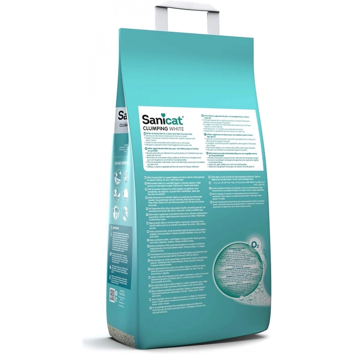 Sanicat Clumping White Cotton Fresh Oksijen Kontrol Kedi Kumu 10 Lt
