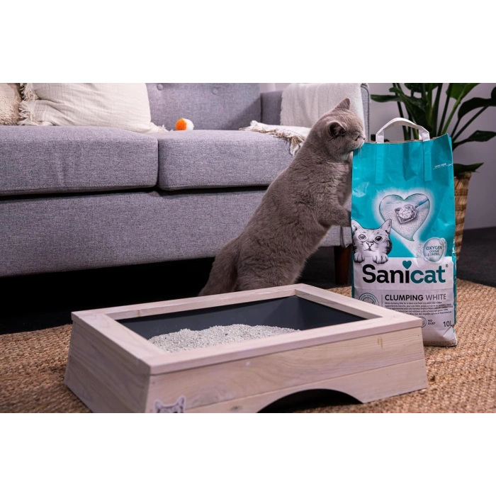 Sanicat Clumping White Kokusuz Hızlı Topaklanan Beyaz Kedi Kumu 10lt