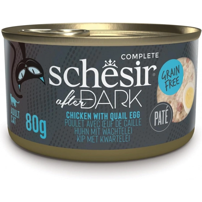 Schesir After Dark Pate Tavuk ve Bıldırcın Yumurtalı Yetişkin Kedi Konservesi 80gr