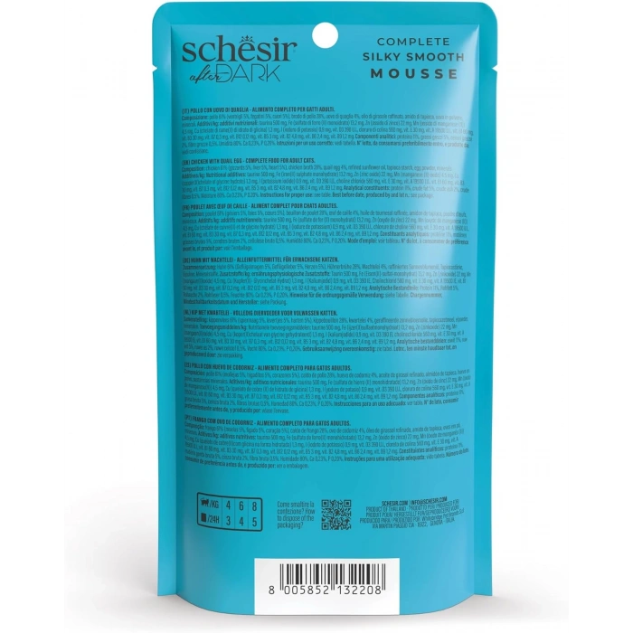 Schesir After Dark Pouch Tavuk ve Bıldırcın Yumurtalı Tahılsız Yetişkin Kedi Konservesi 80gr