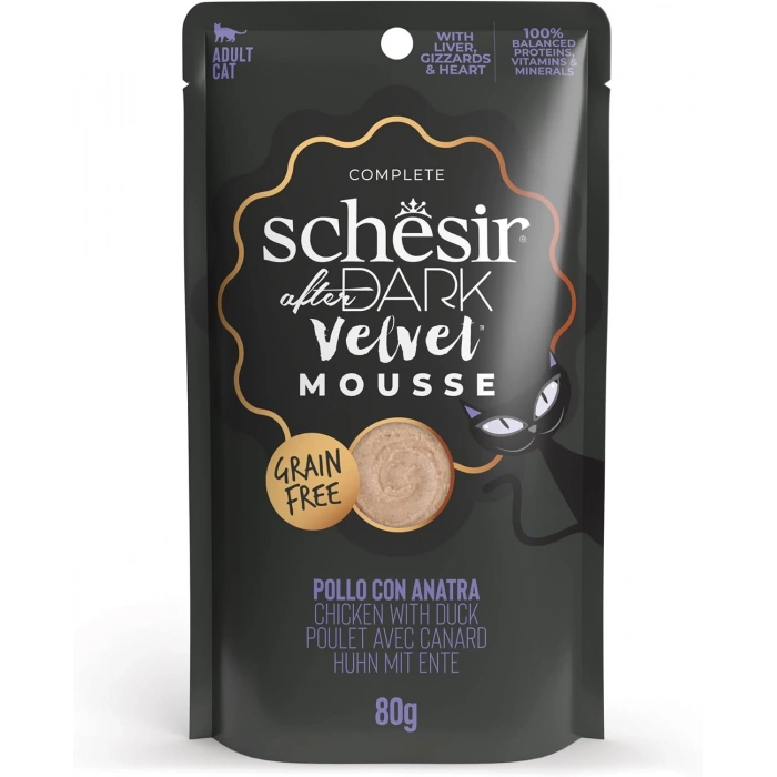 Schesir After Dark Pouch Tavuklu ve Ördek Etli Tahılsız Yetişkin Kedi Konservesi 80 Gr
