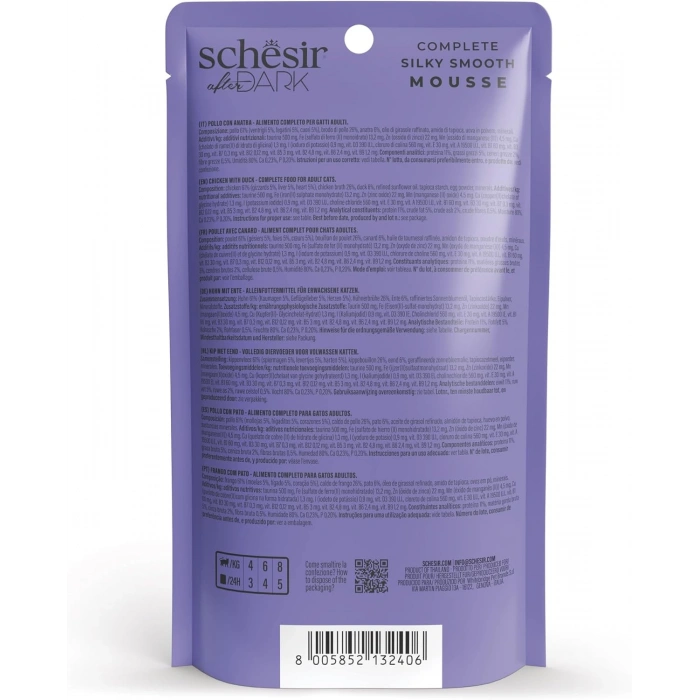 Schesir After Dark Pouch Tavuklu ve Ördek Etli Tahılsız Yetişkin Kedi Konservesi 80 Gr