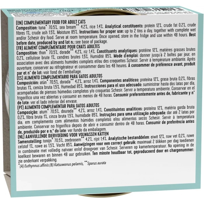 Schesir Soslu Ton Balıklı Çipuralı Kedi Konservesi 70 Gr