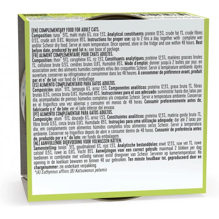 Schesir Ton Balığı ve Lambukalı (Mahi Mahi) Jöleli Kedi Konservesi 85 Gr