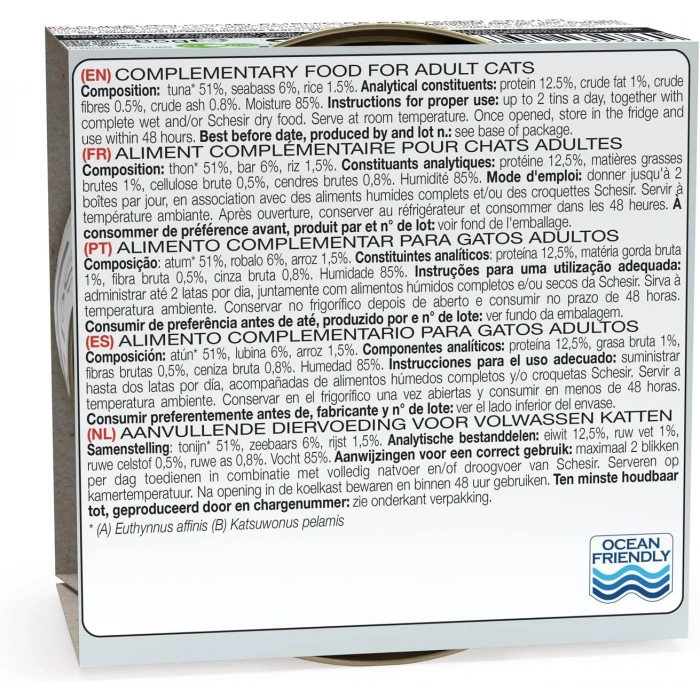 Schesir Ton Balığı ve Levrekli Jöleli Kedi Konservesi 85 Gr