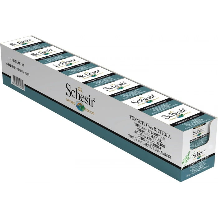 Schesir Ton Balığı ve Sarı Kuyruk Balıklı Jöleli Kedi Konservesi 85 Gr