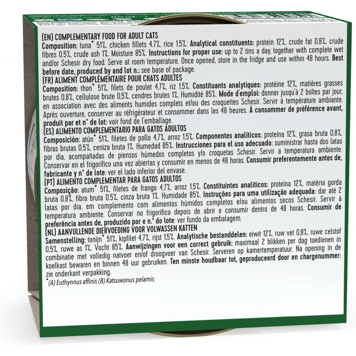 Schesir Ton Balığı Ve Tavuklu Kedi Yaş Mama 85gr